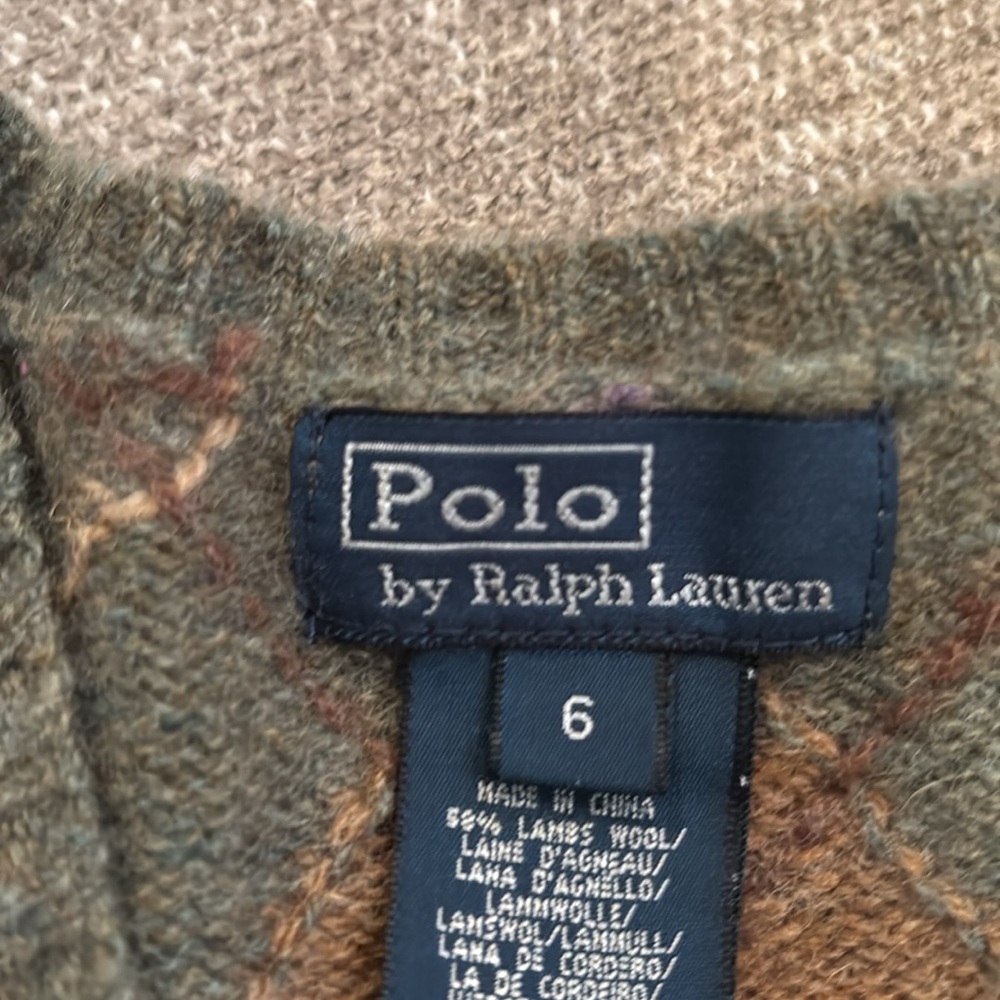 ✨POLO RALPH LAUREN V-Neck Argyle Sweater - Green, Purple, Brown - Picture 6 of 9